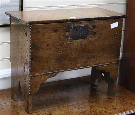 A small 18th century oak coffer W.63cm